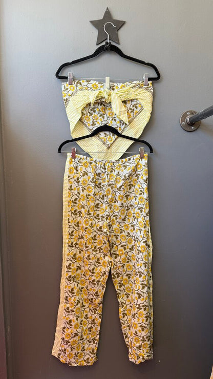 Block Print Scarf Top + Pants Set