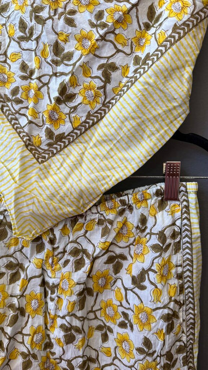 Block Print Scarf Top + Pants Set