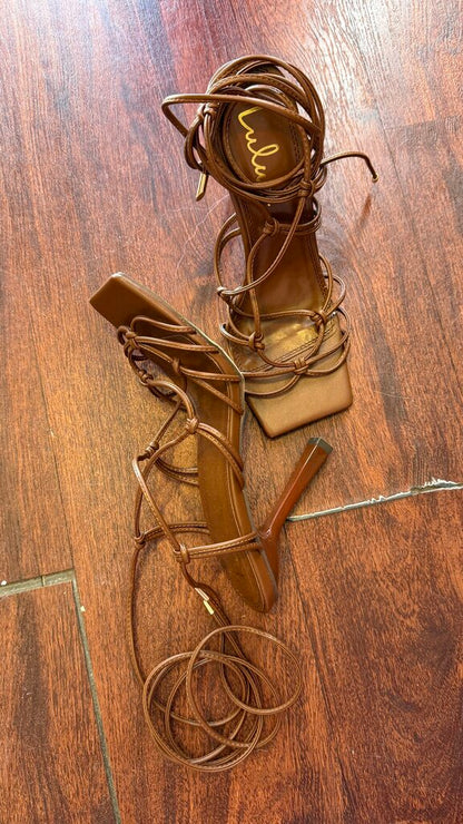 Knot Wrap Tie Heeled Sandals