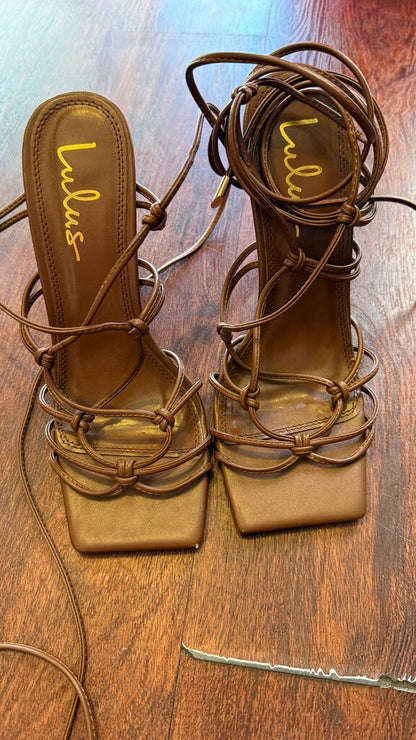 Knot Wrap Tie Heeled Sandals