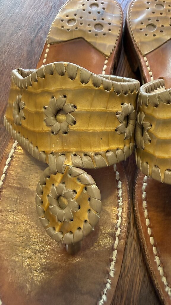 Patent Whipstitch Leather Sandals