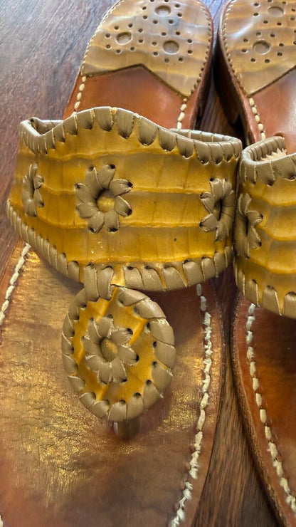 Patent Whipstitch Leather Sandals