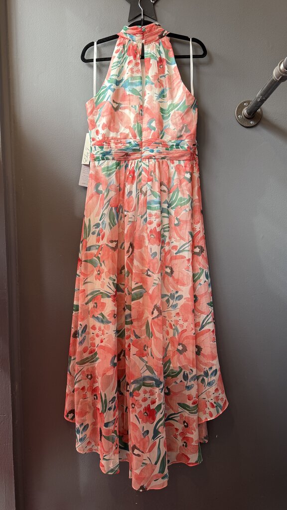 Floral Chiffon High Low Midi Gown Dress