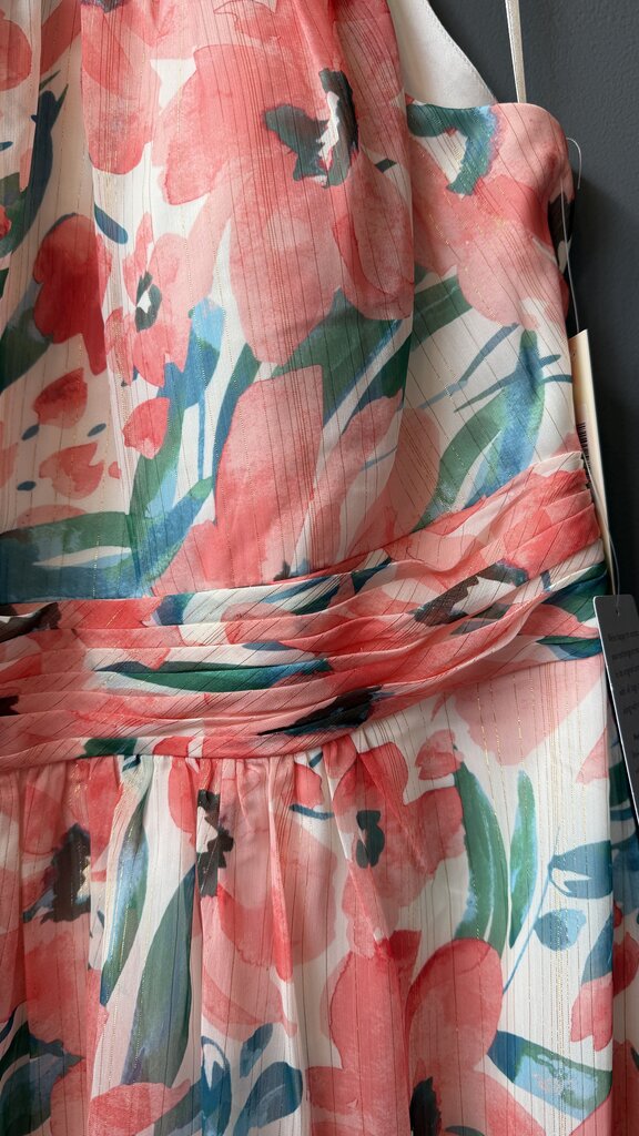 Floral Chiffon High Low Midi Gown Dress