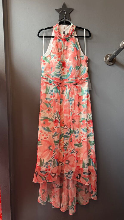 Floral Chiffon High Low Midi Gown Dress