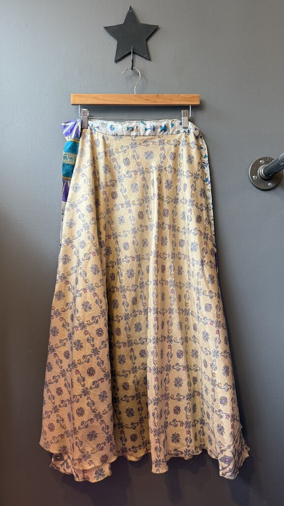 Satin Reversible Wrap Midi Skirt