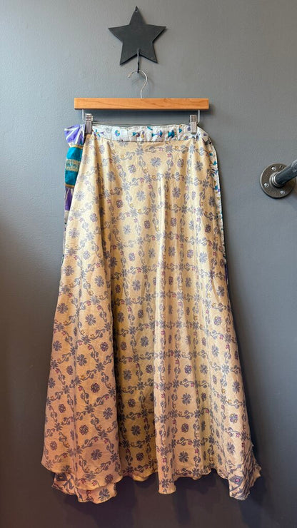 Satin Reversible Wrap Midi Skirt