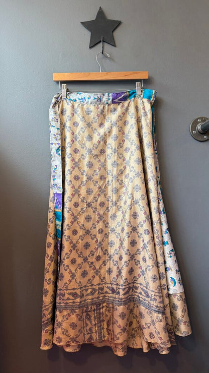 Satin Reversible Wrap Midi Skirt