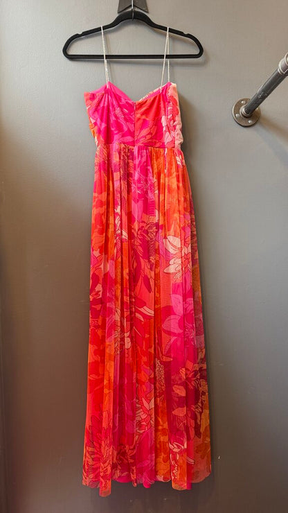 Floral Mesh Tulle Maxi Dress