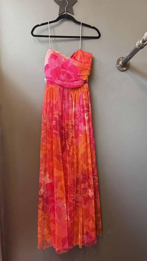 Floral Mesh Tulle Maxi Dress