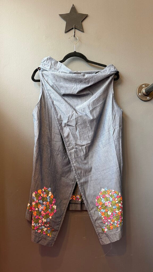 Embroidered Cowlneck Wrap Tunic Vest