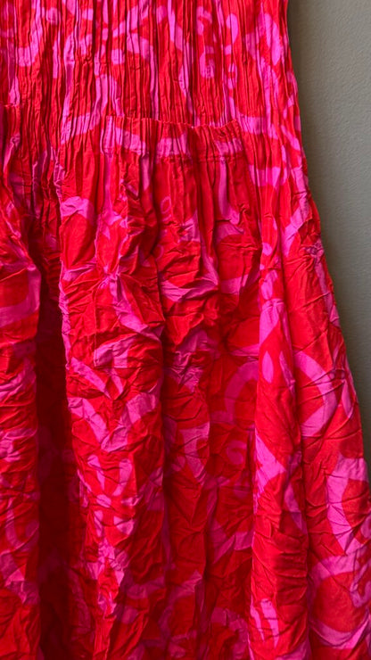 Smocked Crinkle Midi Dress