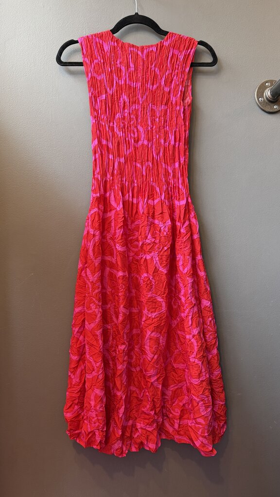 Smocked Crinkle Midi Dress