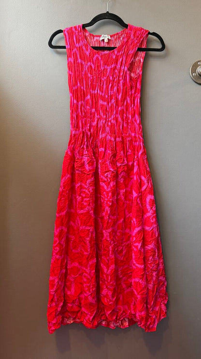 Smocked Crinkle Midi Dress
