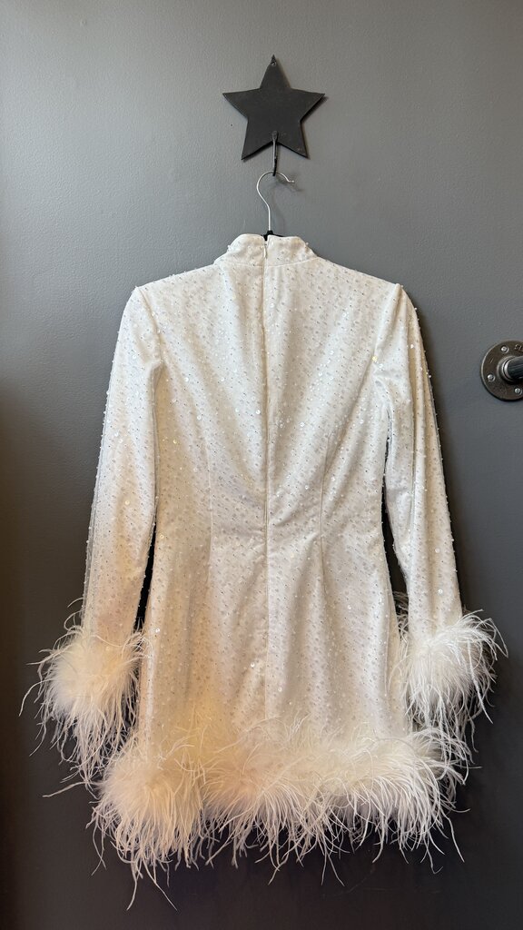Sequin Feather Longsleeve Mini Dress