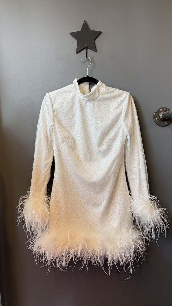 Sequin Feather Longsleeve Mini Dress