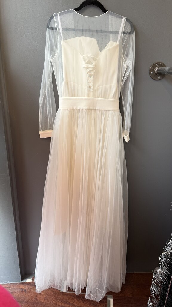 Jumpsuit w/ Mesh Overlay Maxi Gown Dress