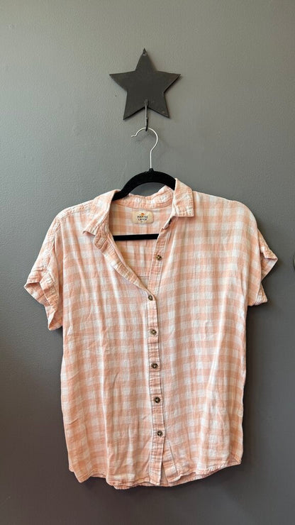 Gingham Short Sleeve Button Up Shirt