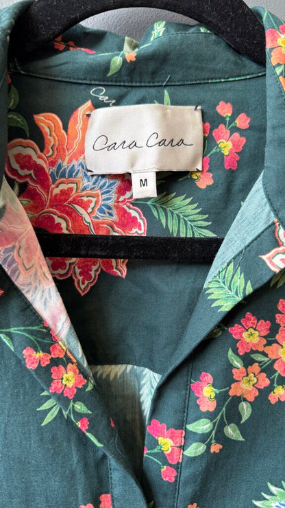 Floral Cotton Drawstring Crop Blouse