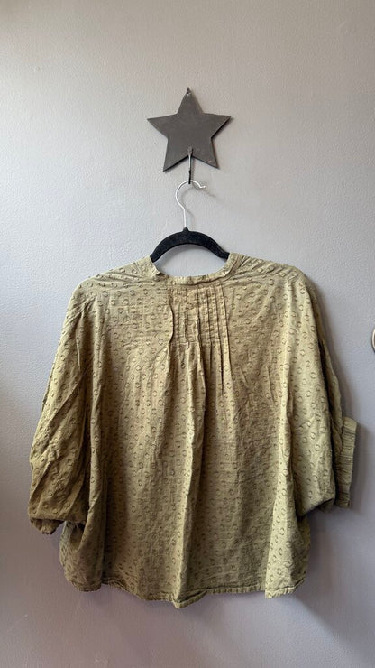 Swiss Dot Style Crop Button Up Blouse