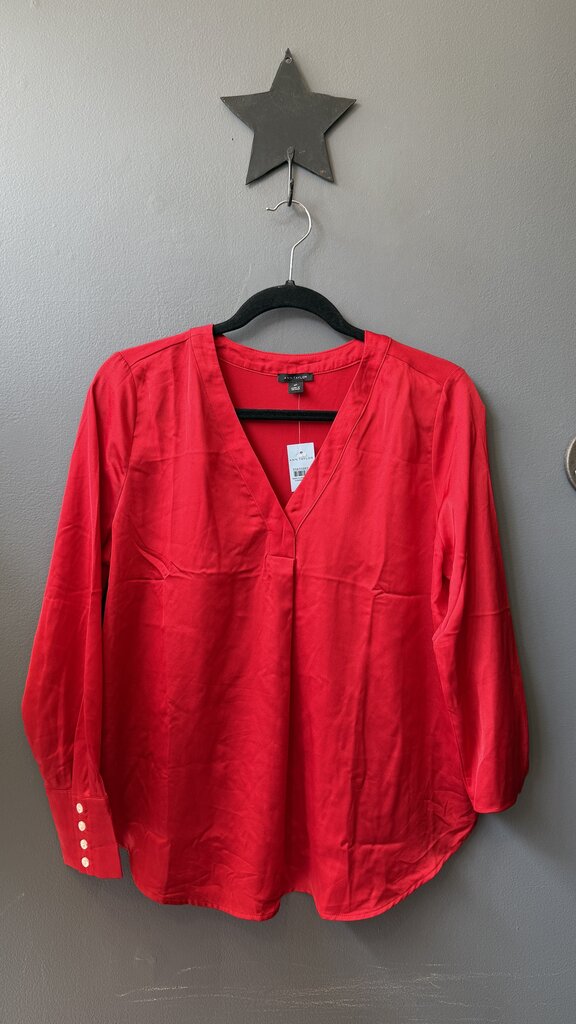 Petite Satin Vneck Blouse