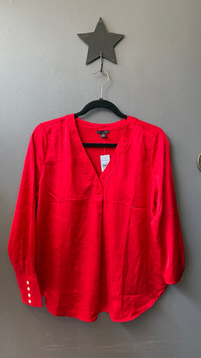 Petite Satin Vneck Blouse