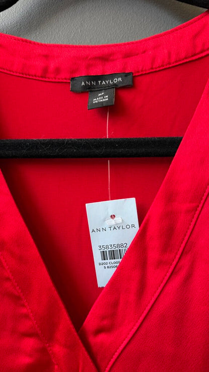 Petite Satin Vneck Blouse