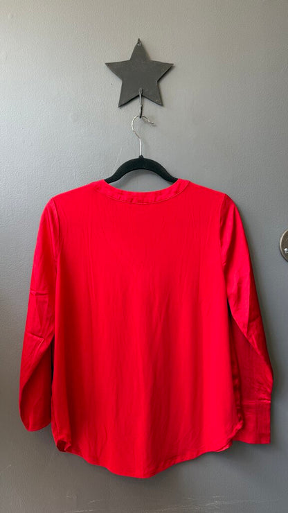 Petite Satin Vneck Blouse