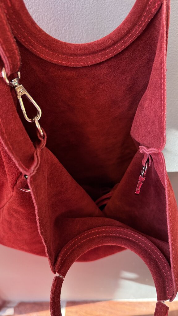 Suede Ring Handle Crossbody Bag