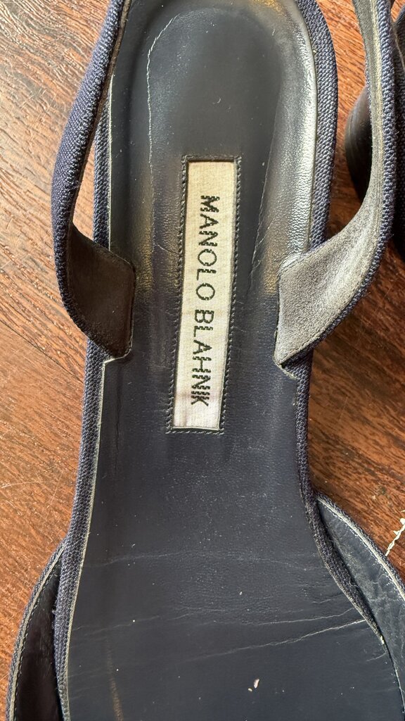 Aspro Linen Block Pointed Slingbacks