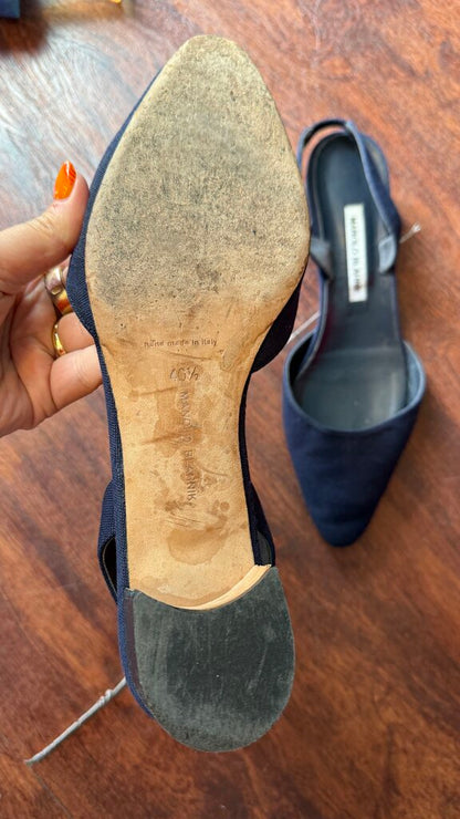 Aspro Linen Block Pointed Slingbacks