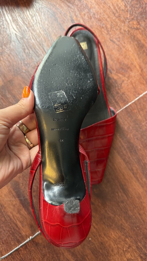Croc Embossed Slingback Kitten Heels