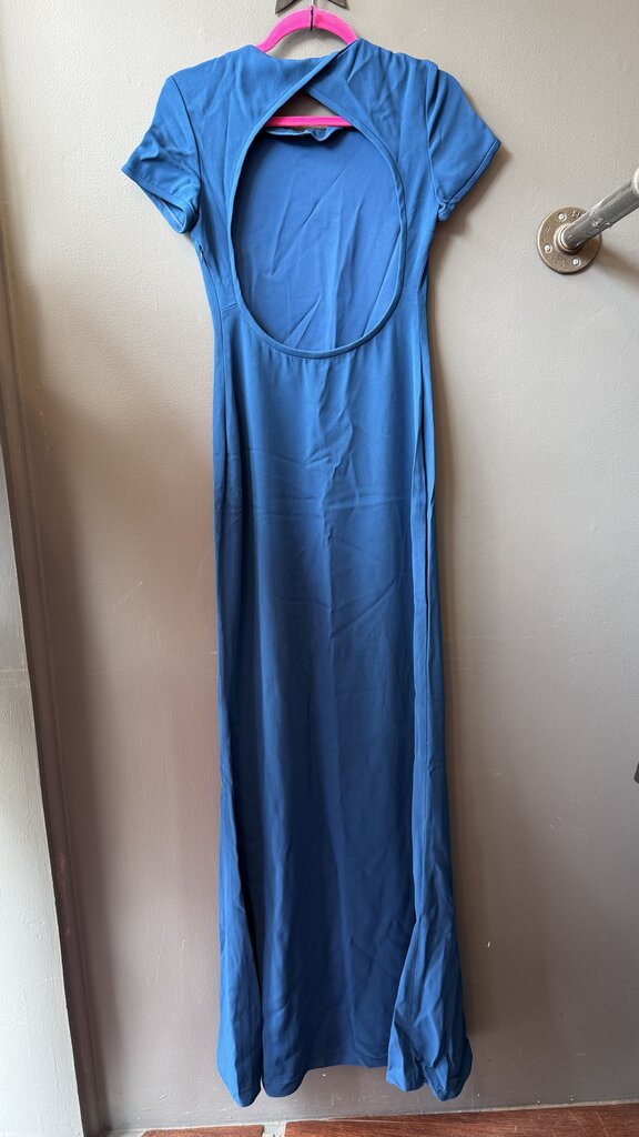 Back Opening Short Sleeve Maxi Gown Dress