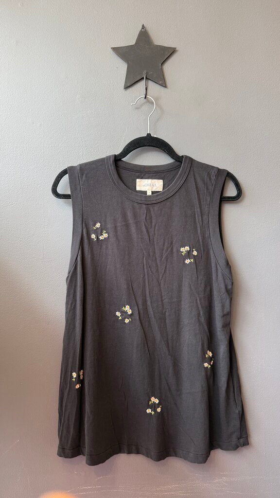 Embroidered Daisy Tank Top