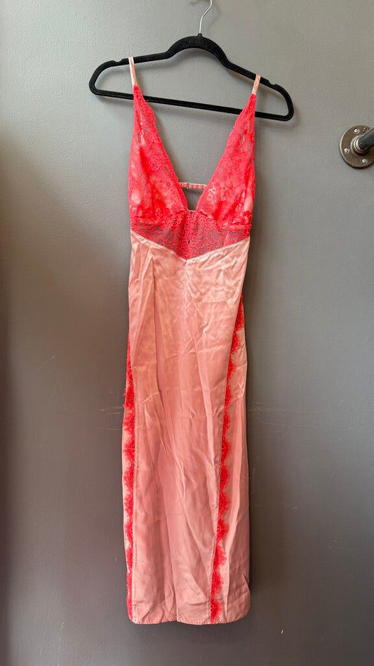 Lace Trim Slip Midi Dress