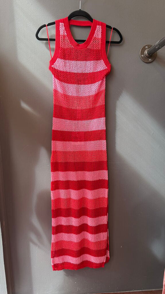 Crochet Stripe Midi Dress