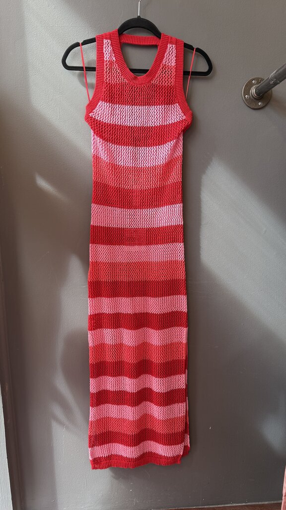 Crochet Stripe Midi Dress