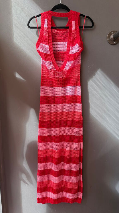 Crochet Stripe Midi Dress
