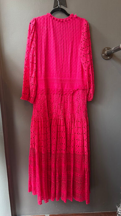 Lace Eyelet Tassel Maxi Dress