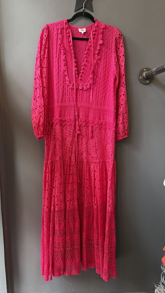 Lace Eyelet Tassel Maxi Dress