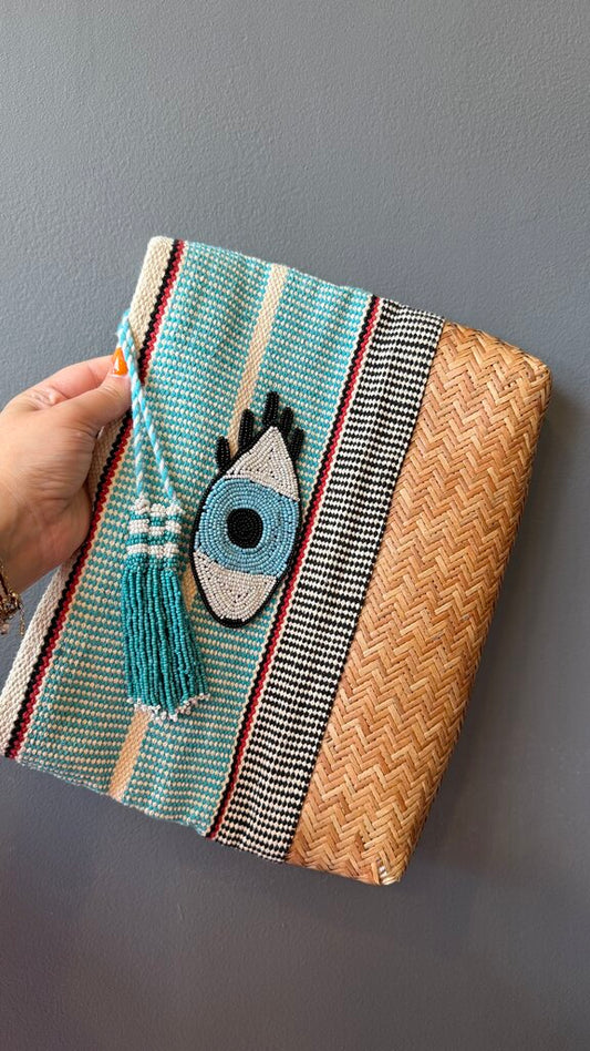Beaded Woven Pouch Clutch