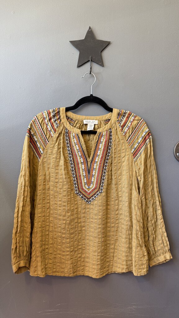 Embroidered Seersucker Blouse