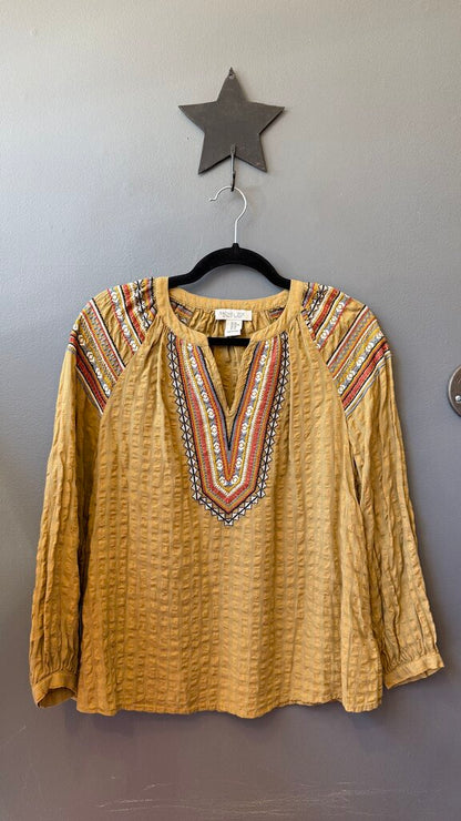 Embroidered Seersucker Blouse