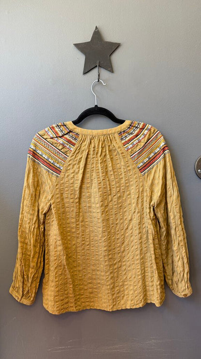Embroidered Seersucker Blouse