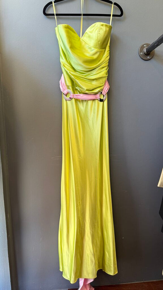 Vintage Satin Strapless Maxi Gown Dress