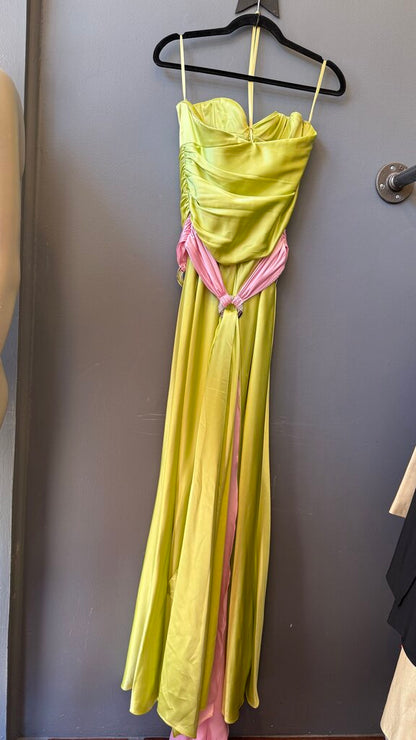 Vintage Satin Strapless Maxi Gown Dress