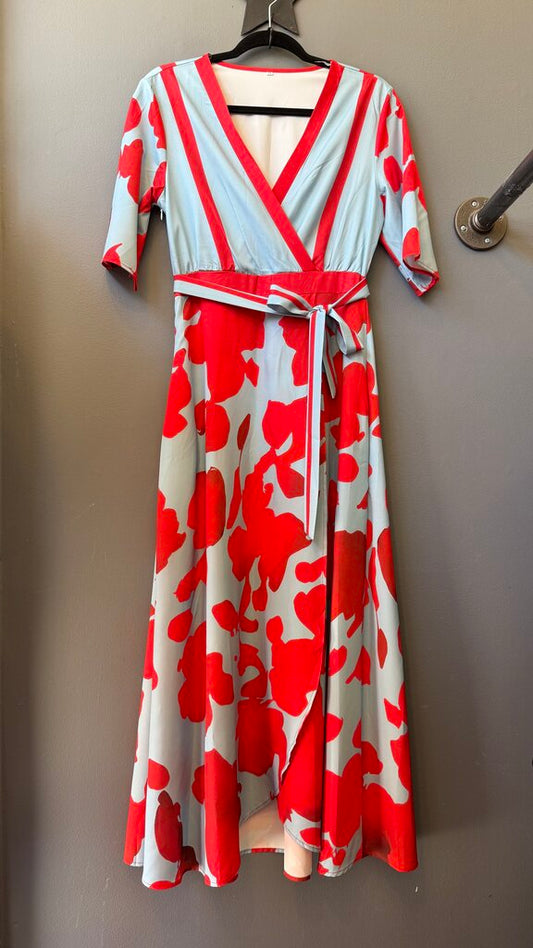 Floral Surplice Midi Dress