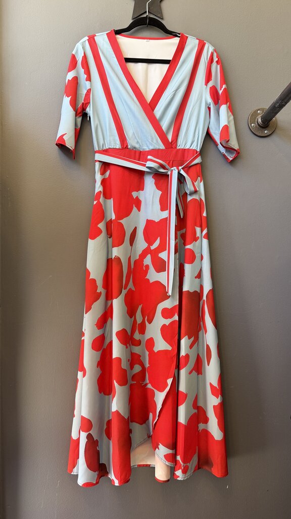 Floral Surplice Midi Dress