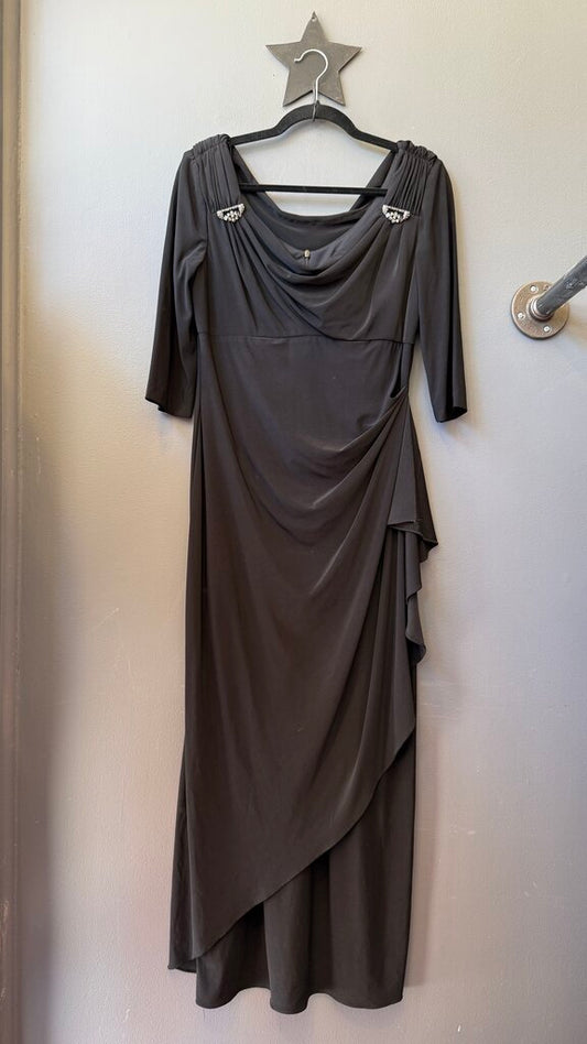 Petite Jersey Ruched Maxi Gown Dress
