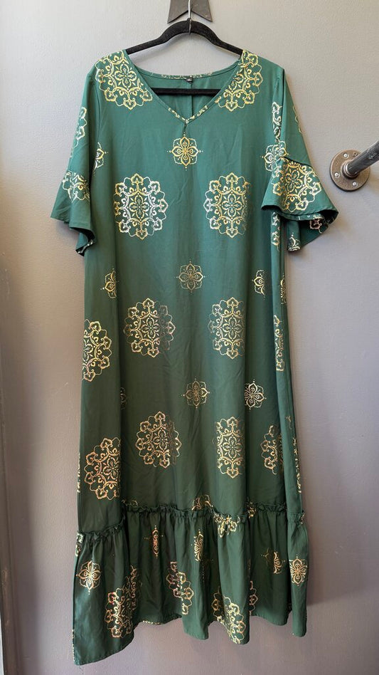 Gold Motif Maxi Dress
